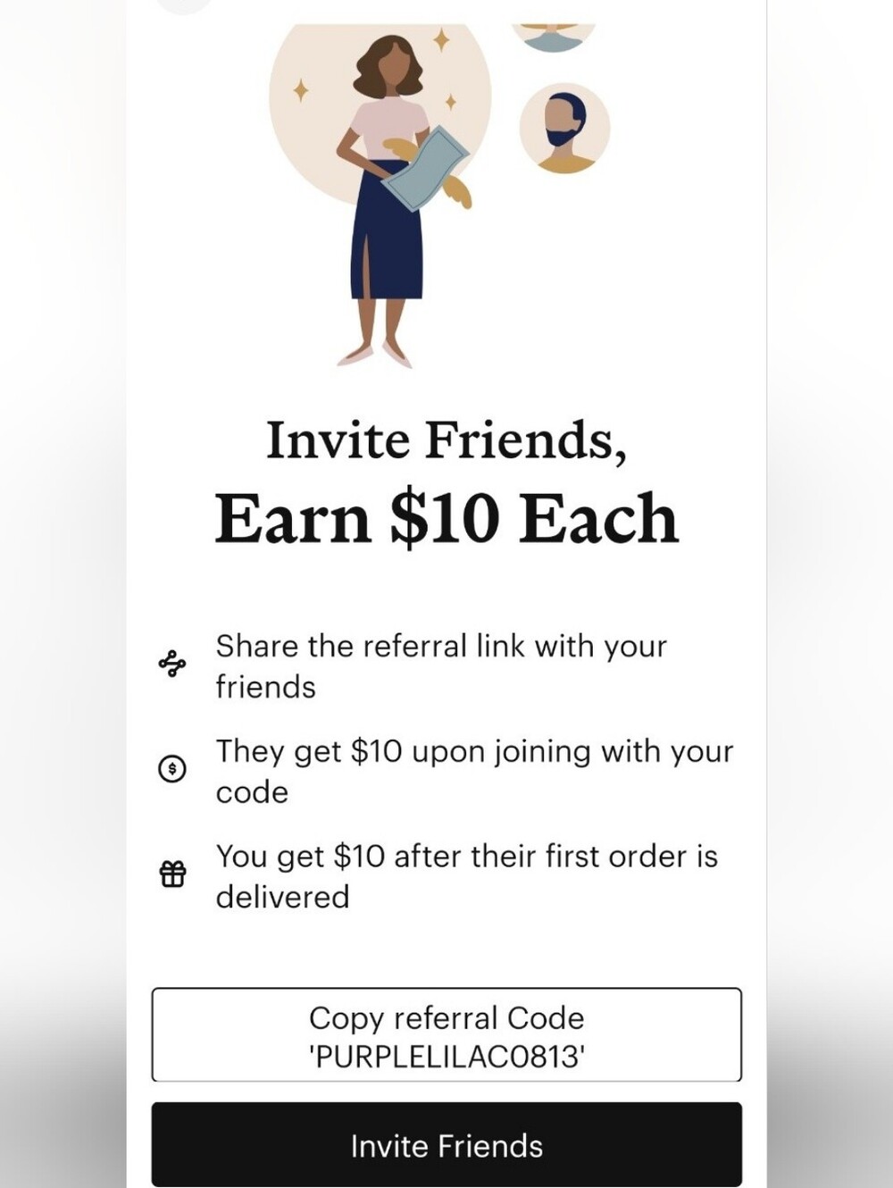 Copy referral Code'PURPLELILAC0813'